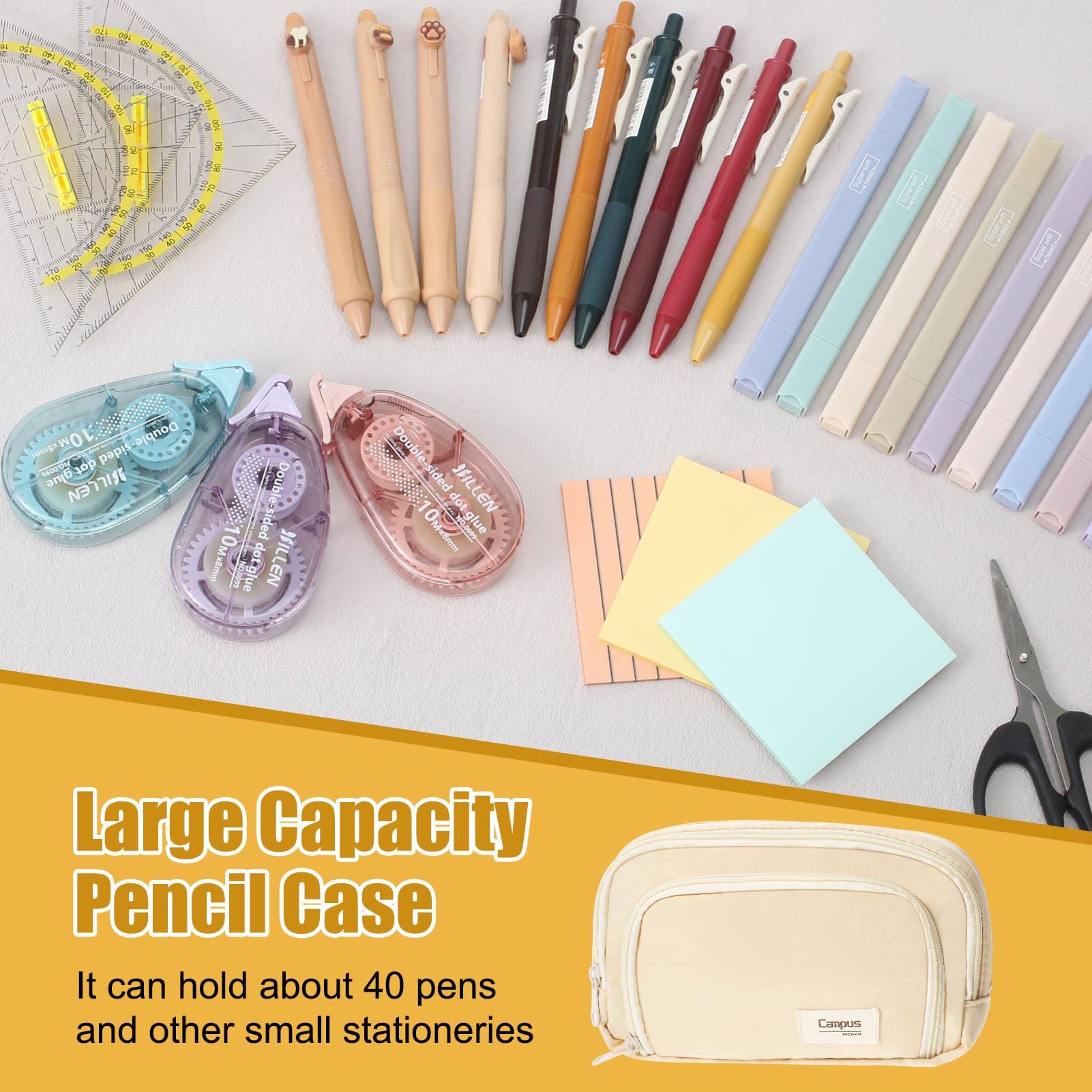 KATIMI Pencil Case Large Capacity, Big Pencil Case with 3 Compartments & 2 Protractors - Image 4