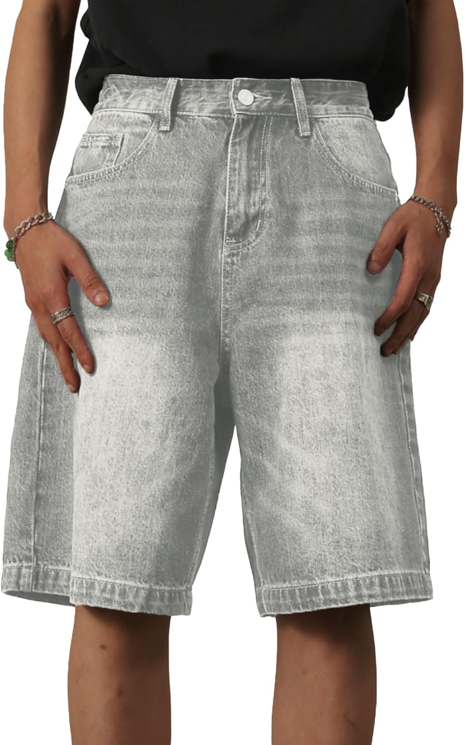 EMMIOL Baggy Jean Shorts Men,y2k Jorts Hip Hop, Mens Denim Shorts Loose Fit Vintage Streetwear Summer