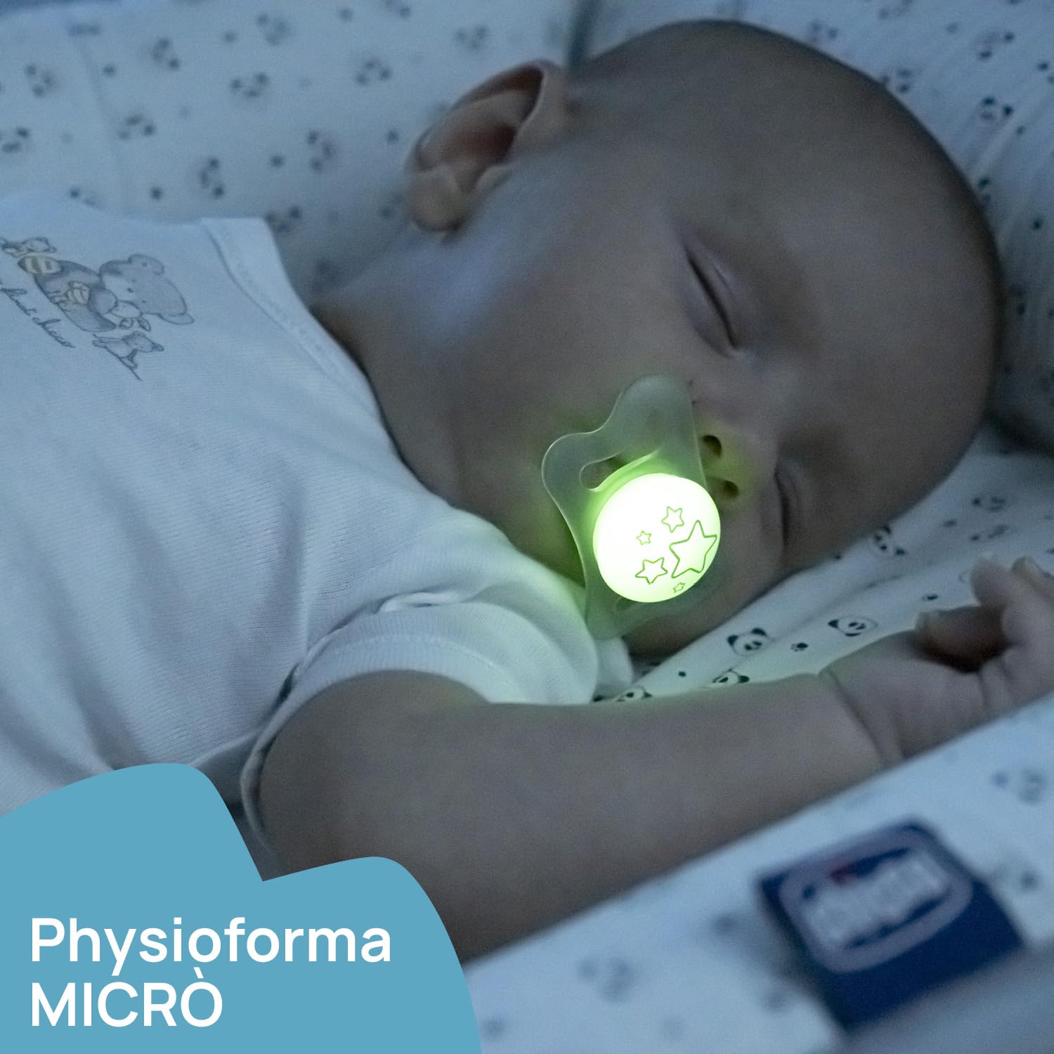 Chicco PhysioForma Micrò Lumi, Succhietto Luminescente per Neonato, 0-2 Mesi, 2 Pezzi, Neutro