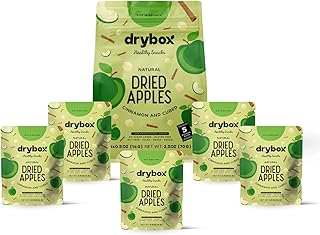 Drybox Dried Cinnamon Apple Cube Snack Packs, No Sugar Added Dried Apples with Sweet Cinnamon | Non-GMO Gluten Free Paleo Keto Snack for School Exercise or Offices | .5 oz of healthy fruit in each portion pack, 5 Packs 2.5 oz total