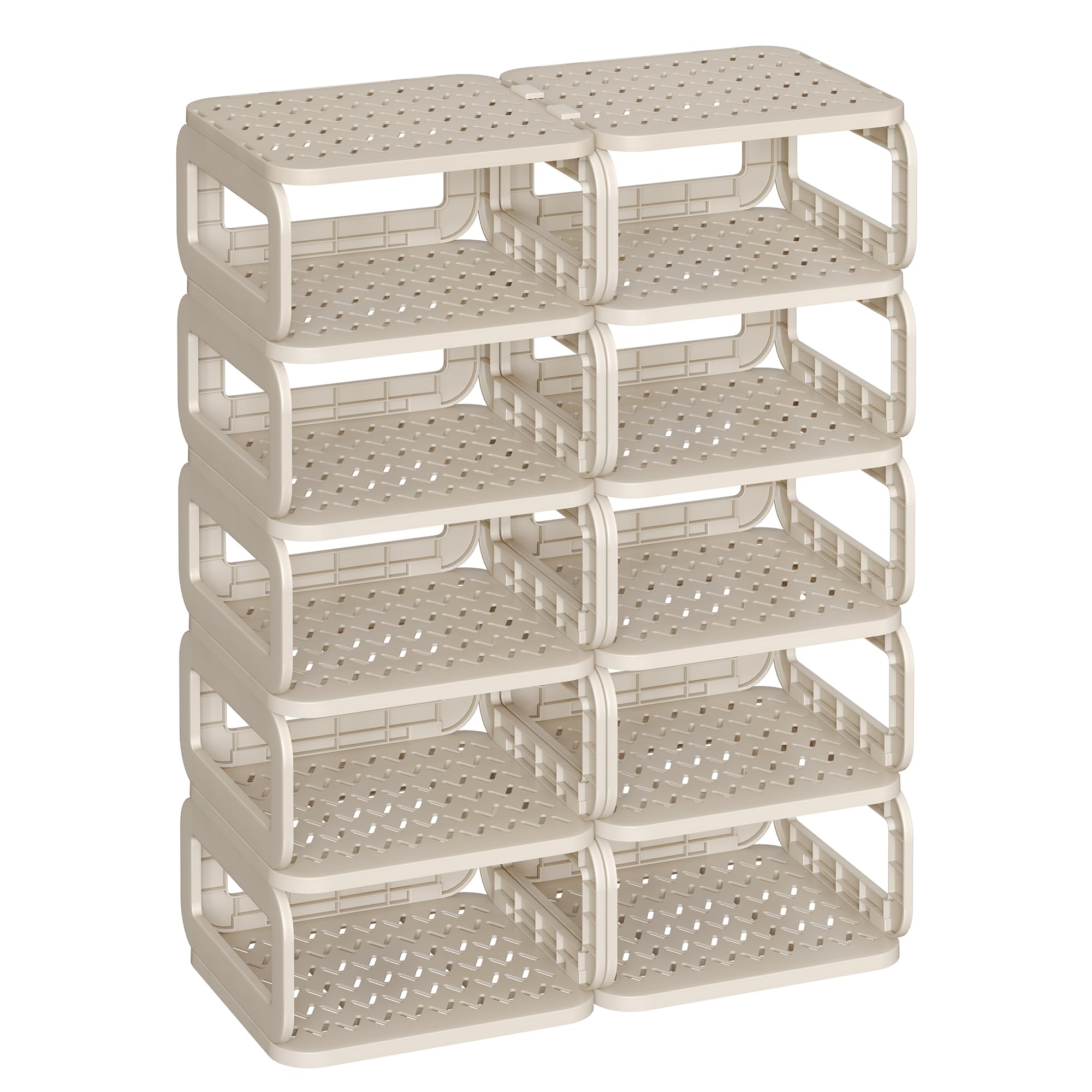 SONGMICS Scarpiera Salvaspazio Slim, 10 Scomparti, Scaffale Porta Scarpe, Aperto, Scarpiera Ingresso Corridoio Entrata Bagno, Beige Cappuccino LPC038K01 | Estantería para Zapatos, Almacenamiento Abierto, para Entrada, Pasillo, Baño, Beige Capuchino, Colec