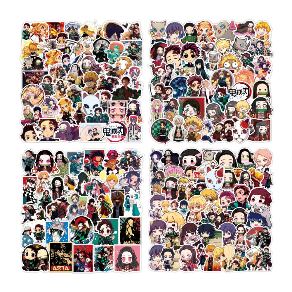 Rosetor Multicolor 200Pcs Cartoon Anime Stickers Kids Stickers For Laptop Water Bottles Bicycle Skateboard Luggage Decal