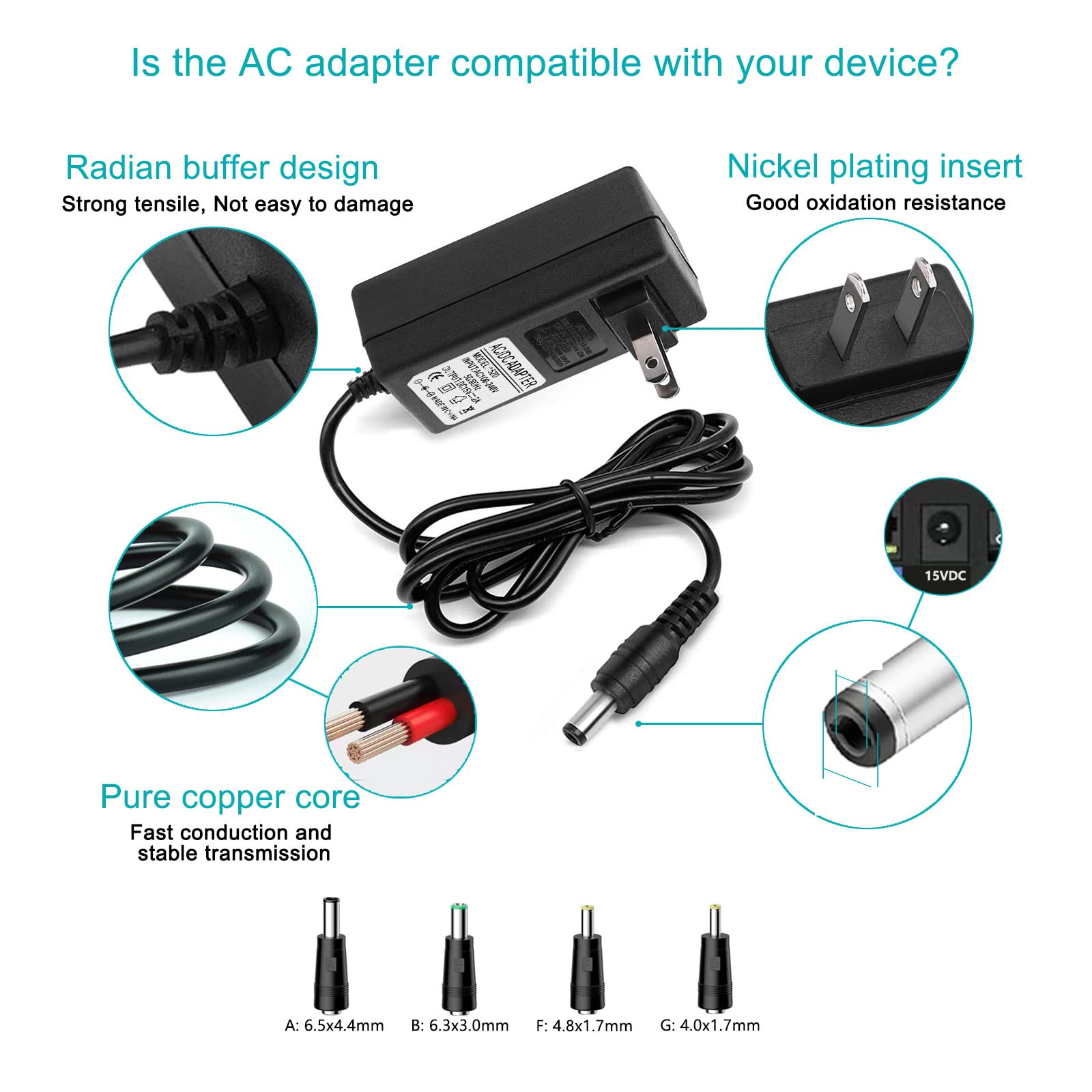 15V Adapter Charger for Theragun Mini 1.0 G4 Theragun Prime Massager ...