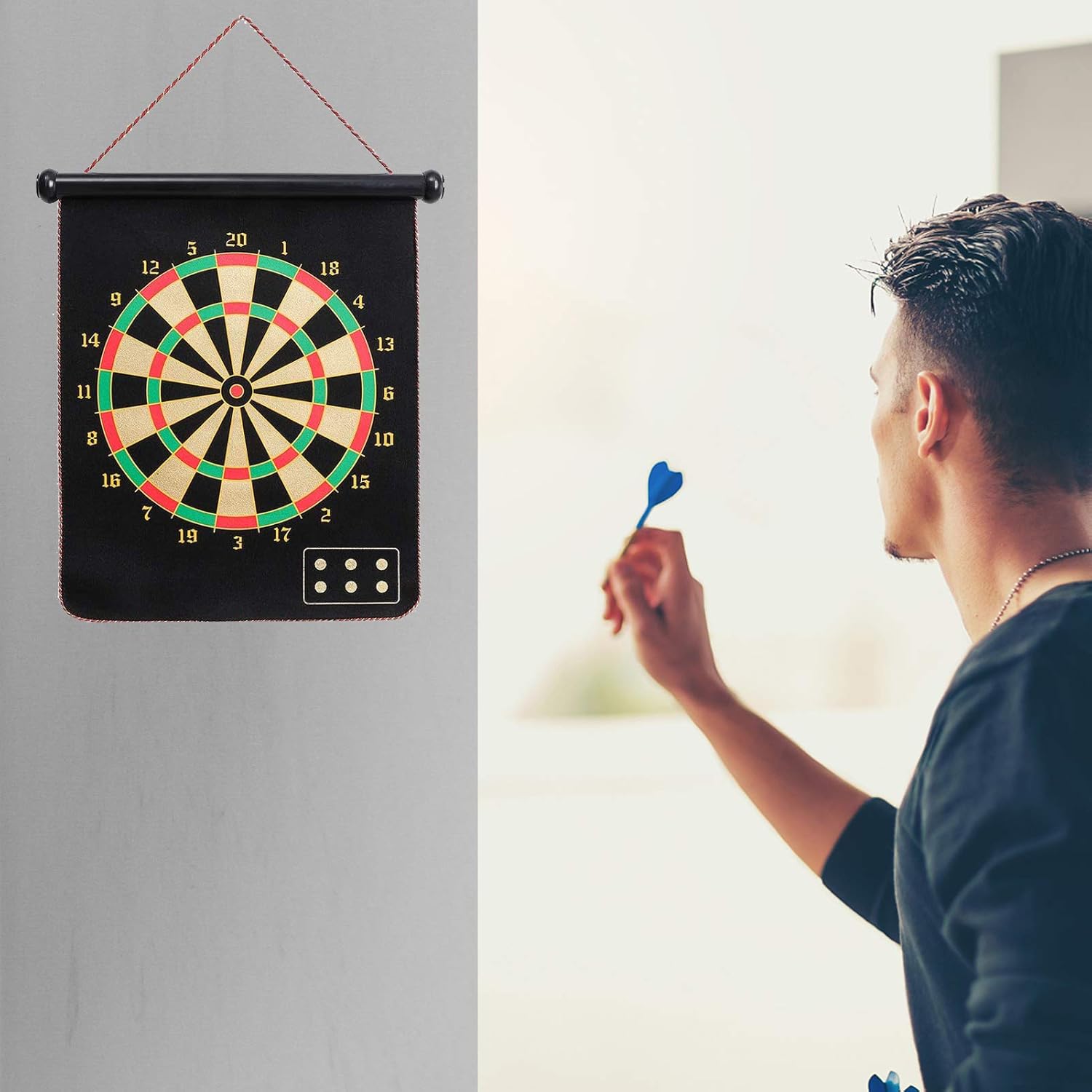 Nlager Double Sided Magnetic Dart Board, Indoor Outdoor Safety Dartboard Game Toys Gifts for 5 6 7 8 9 10 11 12 13 Year Old Boy, (4 Each in Red, Yellow, Green & Blue) : Sports & Outdoors