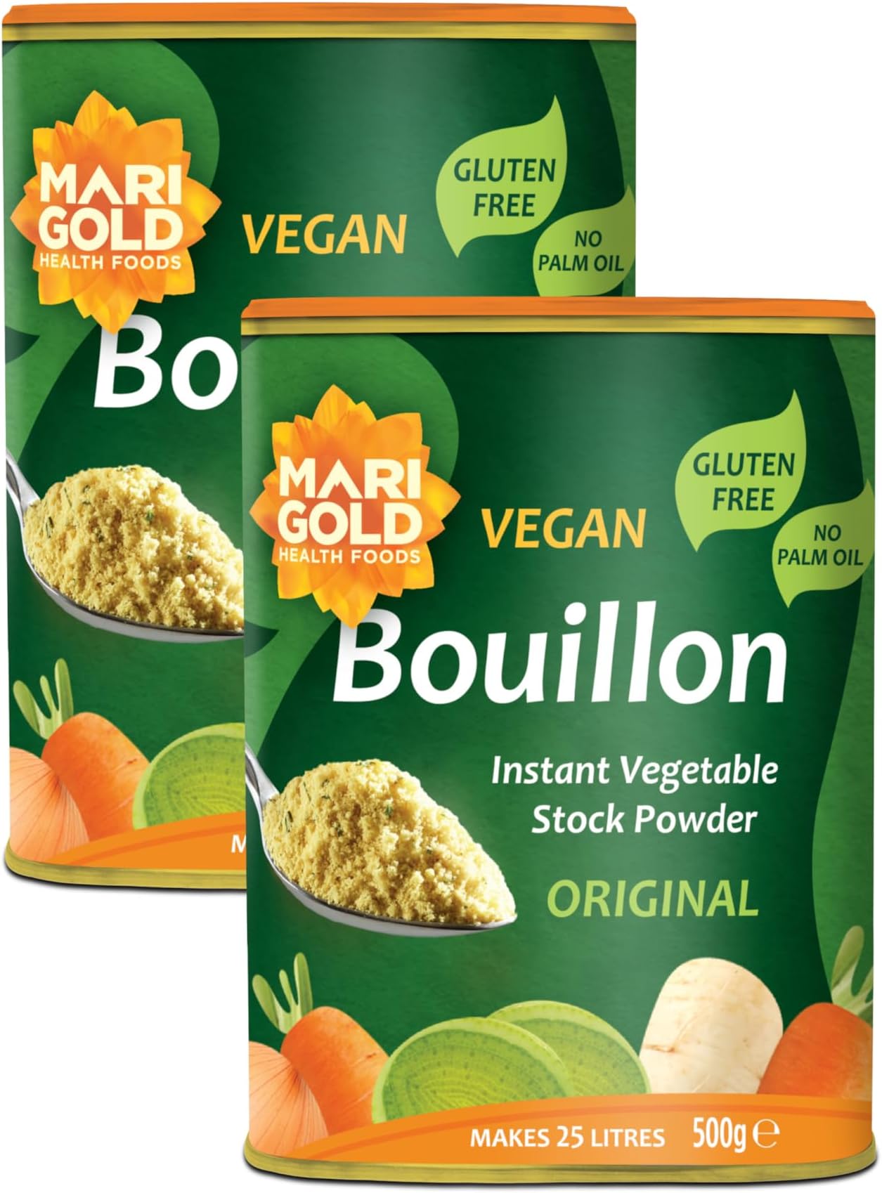 Marigold Vegetable Bouillon Powder, 500g (Pack of 2) – Instant Vegan Stock powder, Natural Ingredients, No Artificial Additives – Ideal for Soups, Stews & Sauces
