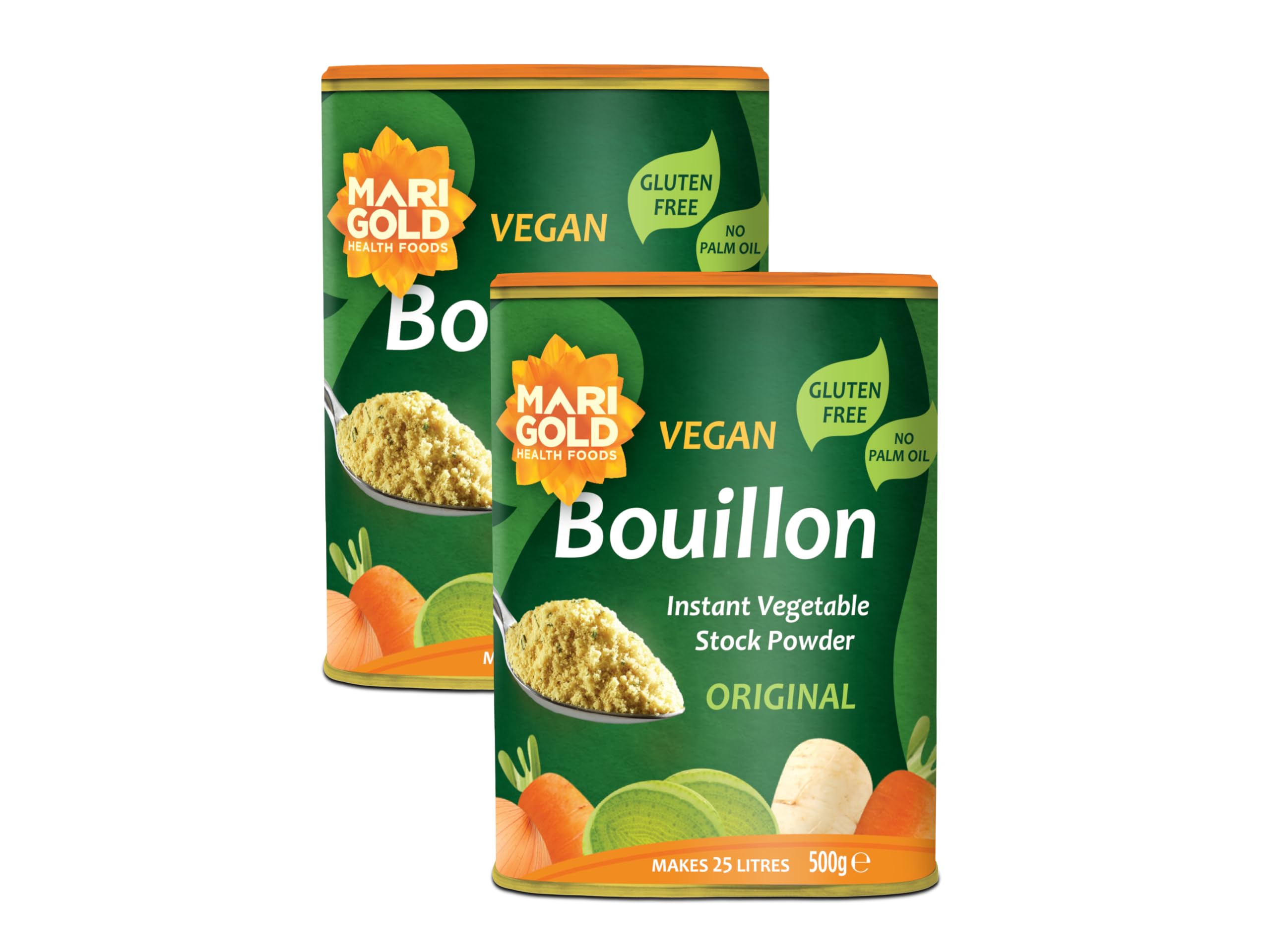 Marigold Vegetable Bouillon Powder, 500g (Pack of 2) – Instant Vegan Stock powder, Natural Ingredients, No Artificial Additives – Ideal for Soups, Stews & Sauces