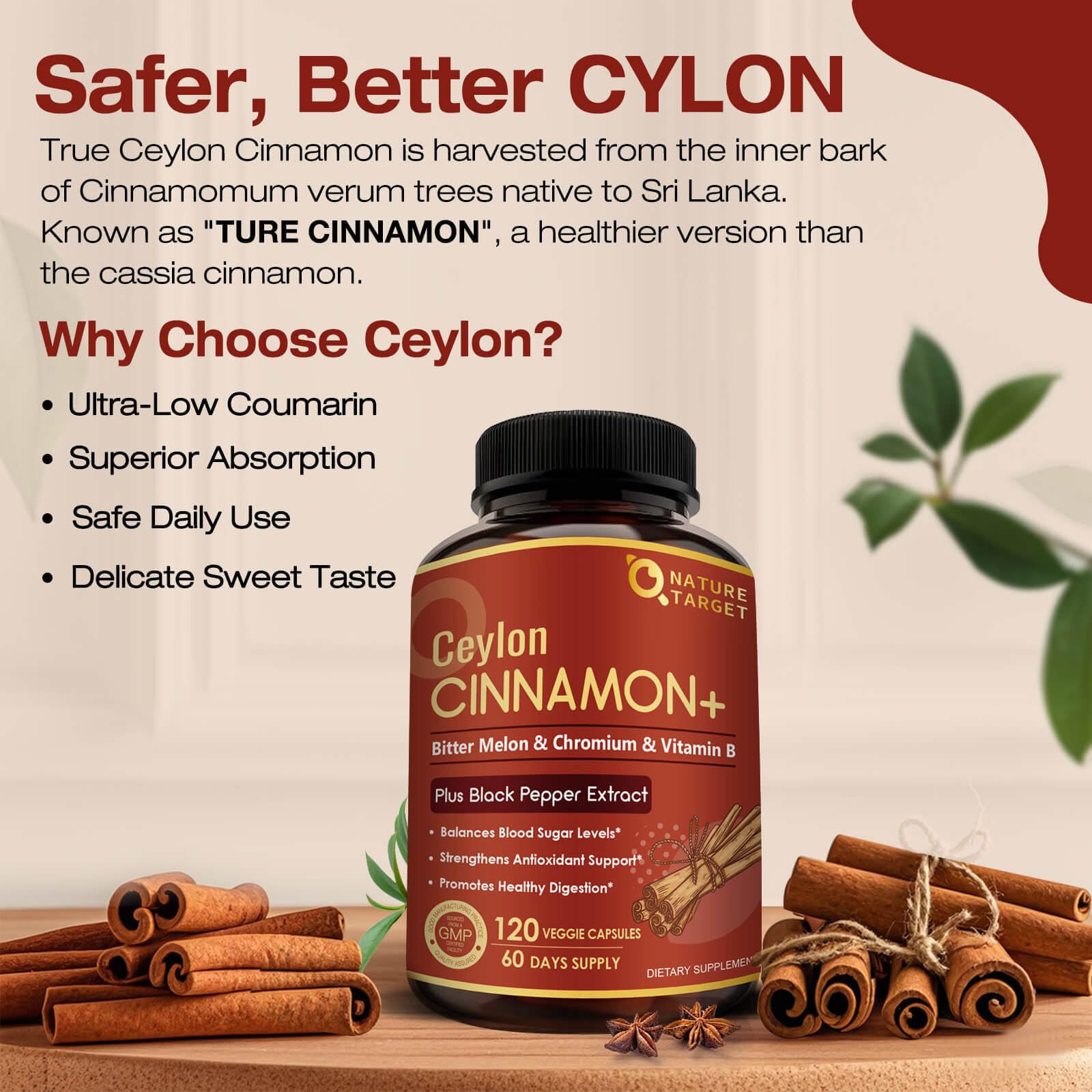 NATURE TARGET Ceylon Cinnamon for Energy & Digestion, 120 Capsules — Amazon image 7