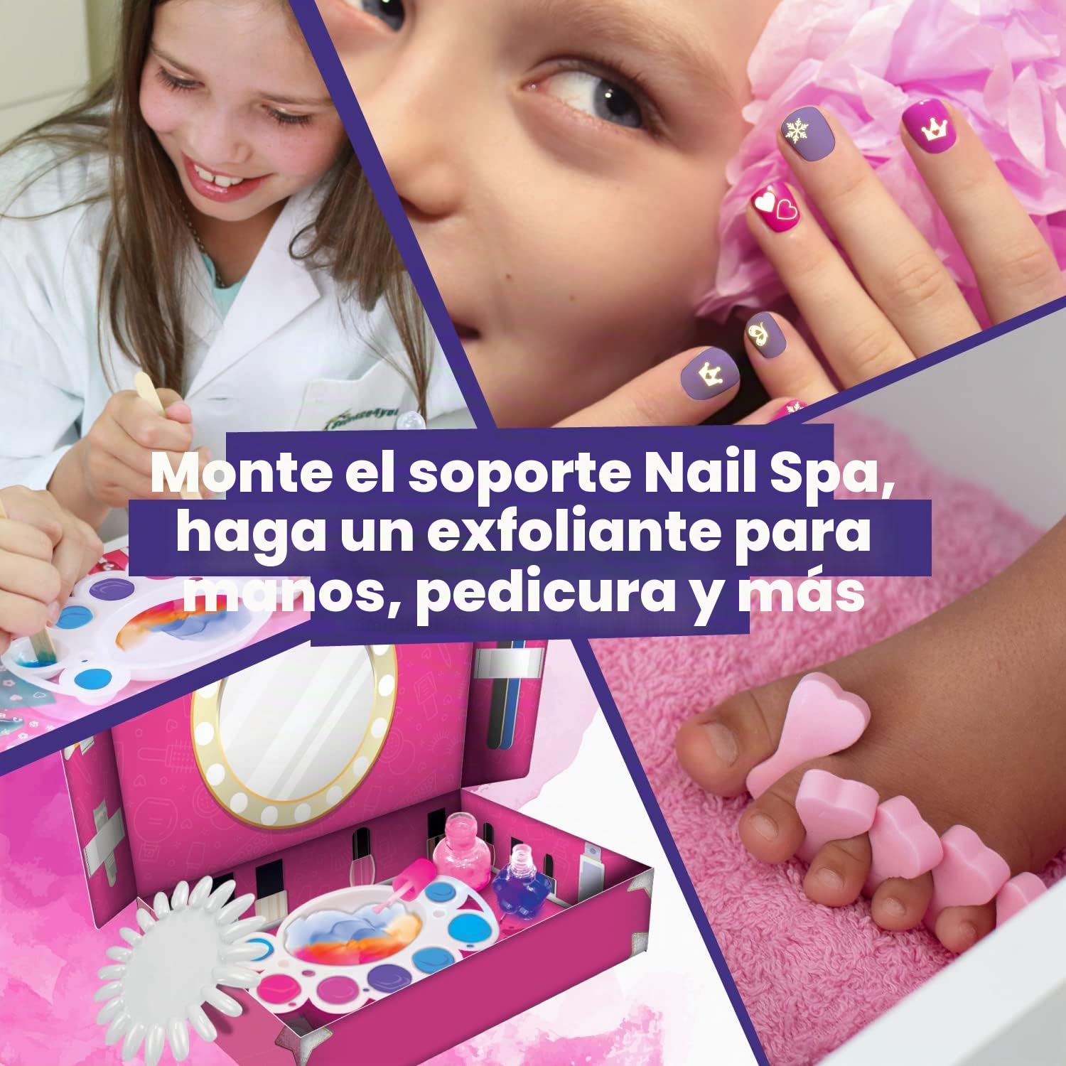 Science4you - Estudio de Uñas para Niños +8 Años - Set de Manicura para Niñas: Experimentos para Hacer Pintauñas Brillantes (80003271)