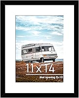 PEALSN Black 11x14 Wood Picture Frame - Fits 8x10 with Mat or 11x14 Photos, Easy Wall Mount or Tabletop Display