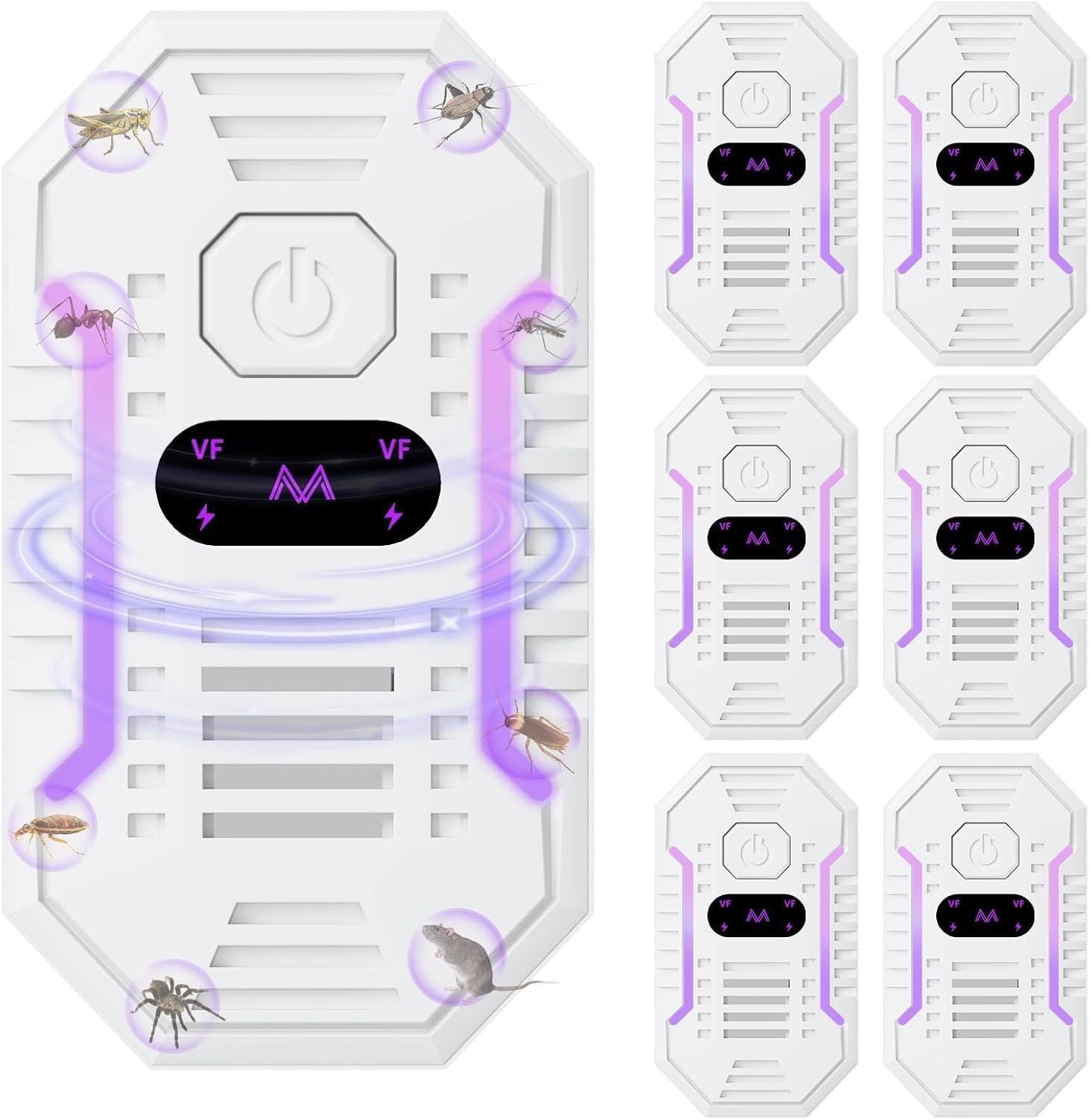 Siyuio 6‑Pack Ultrasonic Pest Repeller with 4 Modes – Safe for Families, Pets & Indoor Use, Wide‑Frequency Defence Against Mice, Rats, Roaches, Mosquitoes, Ants, Spiders & Moths