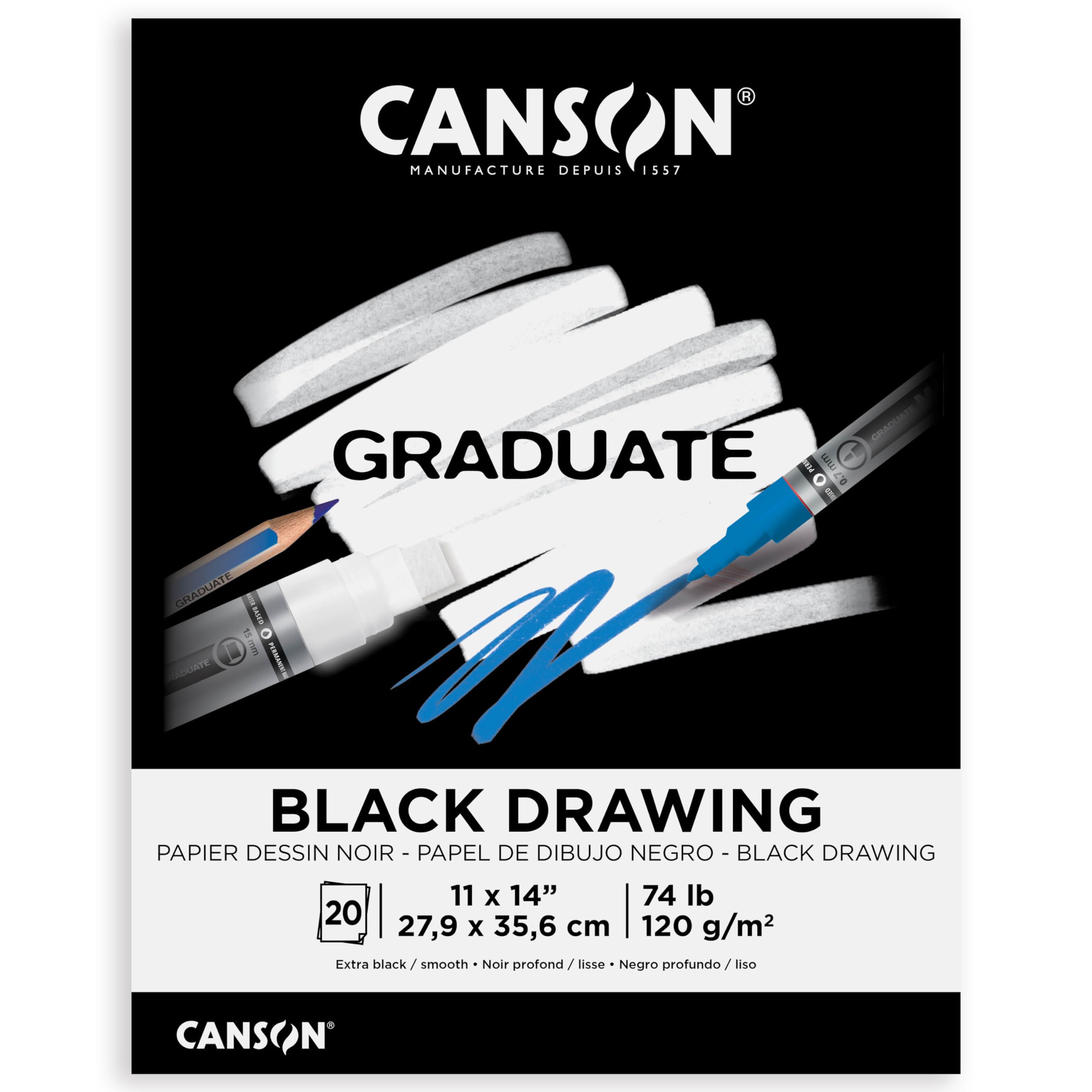 Canson Pad, Black Paper, 11x14 Inch
