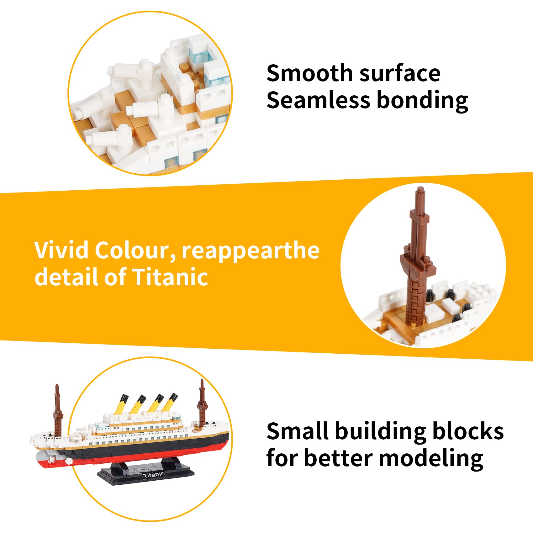 Set Mattoncini Costruzione LULUFUN Modello Titanic, 1860 Pezzi – Mini Blocchi 3D, Giocattolo Educativo Fai Da Te, Regalo Per Adulti E Ragazzi 15+
