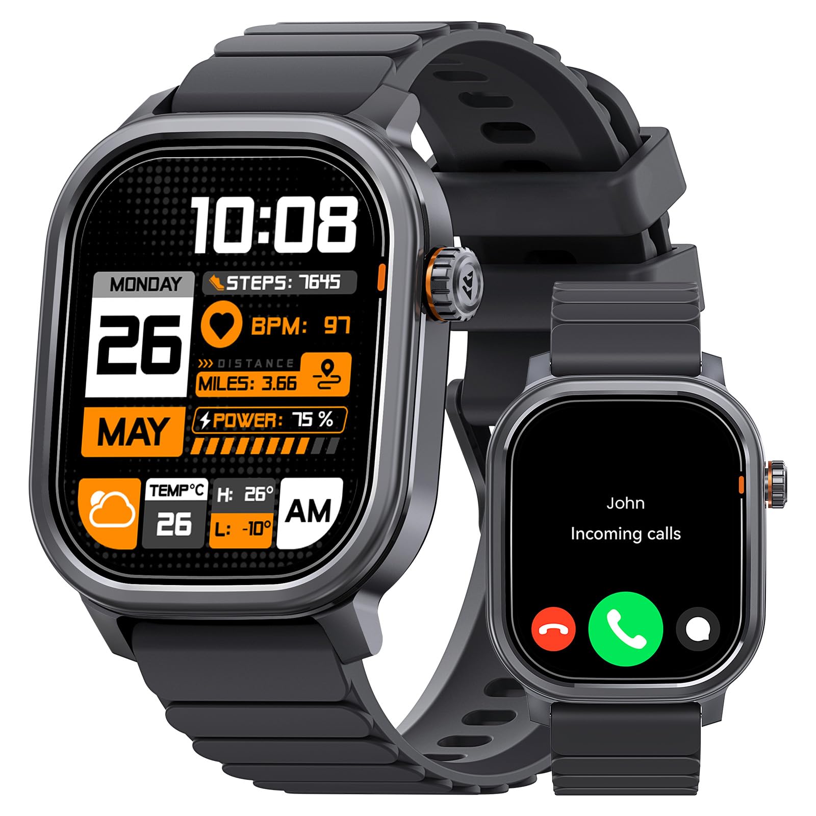 KOSPET Smartwatch Rugged con Display AMOLED e Chiamate Bluetooth | Autonomia 15 giorni, Monitoraggio Frequenza Cardiaca, 170+ Modalità Fitness, IP68 Impermeabile, Compatibili Android e iPhone