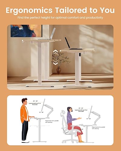 Miniatura 7 de Ergear ErGear Height Adjustable Electric Standing Desk, 55 x 28 Inches Sit Stand up Desk, Memory Computer Home Office Desk (Natural) (EGESD6N)