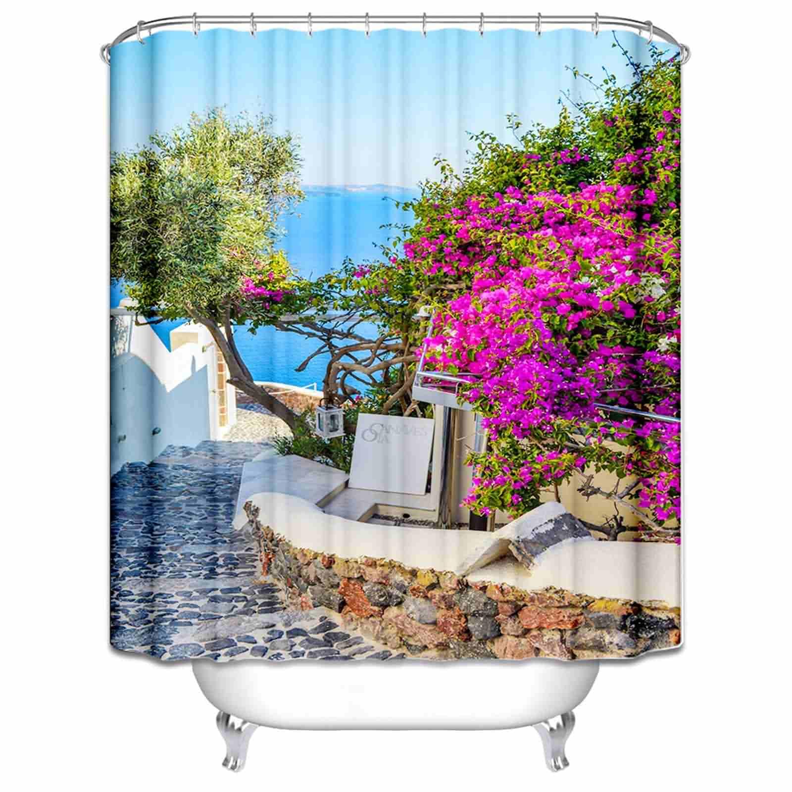 Rideau de douche fleurs style indien 180x180 anti-moisissure et séchage rapide