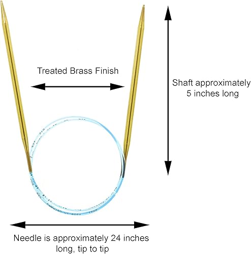 Miniatura 3 de addi Aguja circular de encaje de 24 pulgadas (23.6 in) US 08 (0.197 in), acabado de latón para más control, puntas afiladas cónicas largas, uniones