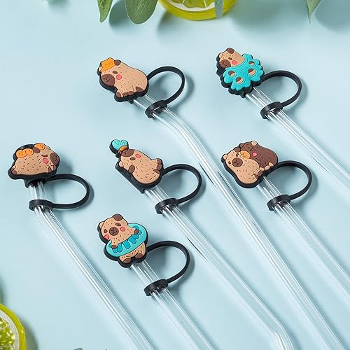 Miniatura 6 de 6 tapas de paja de silicona de pato para copa Stanley, 0.394 in, reutilizables, lindos accesorios para popotes para beber, protector portátil,