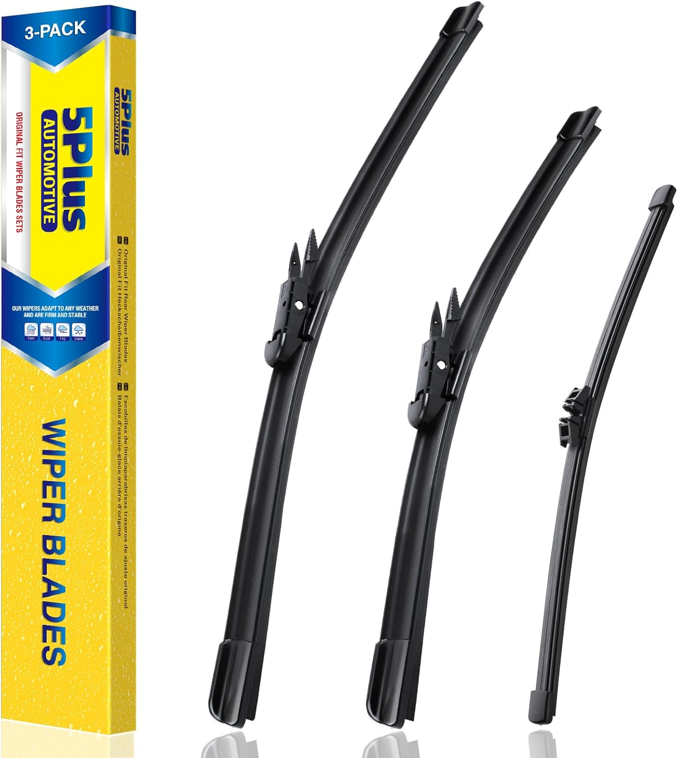 5 PLUS Windshield Wipers Replacement for Ford Explorer 2023-2011 Premium All-Weather Front & Rear Wiper Blades 26"+22"+11"-OEM Original Factory Quality(Set of 3)