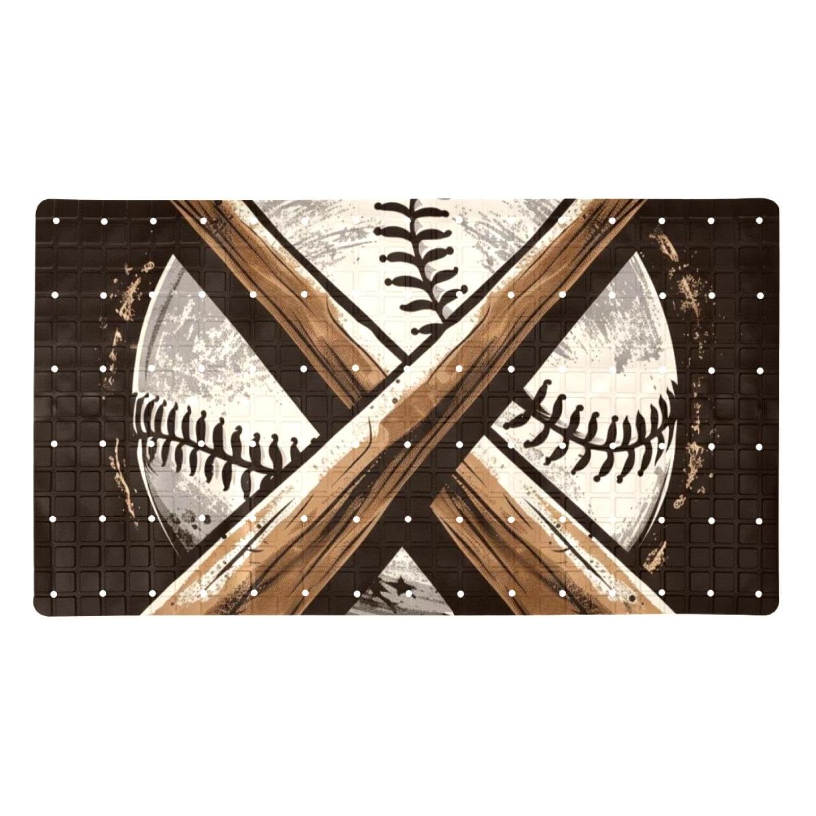 Tapis de bain antidérapant vintage baseball extra long pour adulte