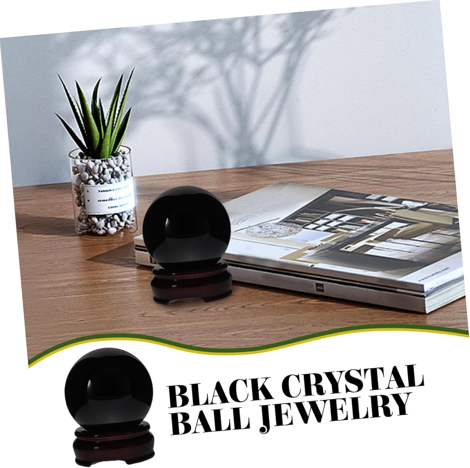 Obsidian Crystal Ball with Stand 4-Inch Black Sphere for Meditation Feng Shui Home and Office Decoration