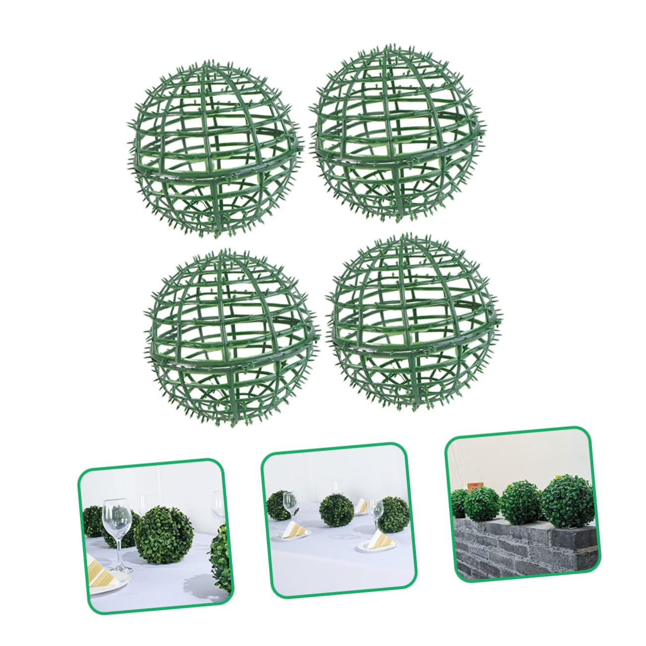 MUCKLILY 4pcs Round Topiary Ball Frame for Flower Arrangement and Breathable Faux Topiary Holder for Wedding Garden Home Decor Easy Installation and Sturdy Design