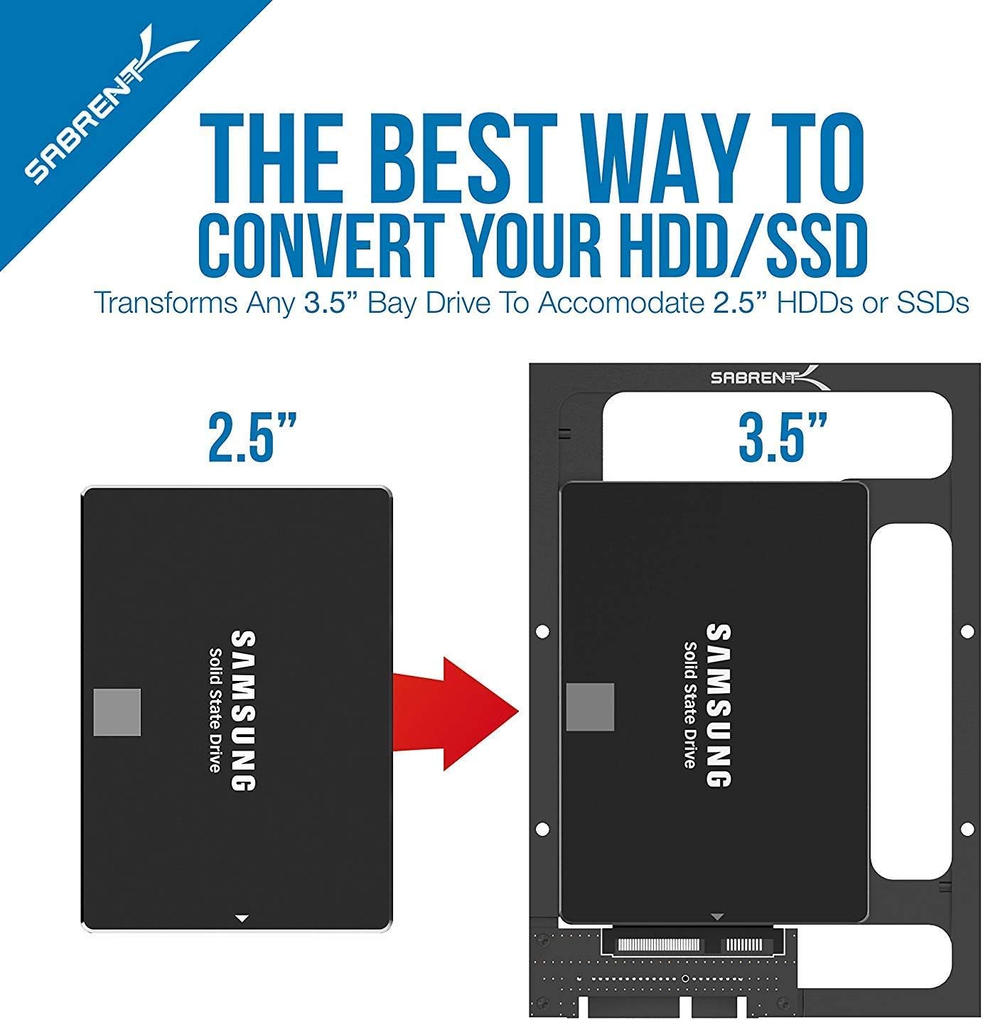 SABRENT 2.5” SSD & SATA Hard Drive to Desktop 3.5” SATA Bay Converter Mounting Kit + USB 3.1 (Type-A) to SSD / 2.5-Inch SATA Hard Drive Adapter [Optimized for SSD, Support UASP SATA III]
