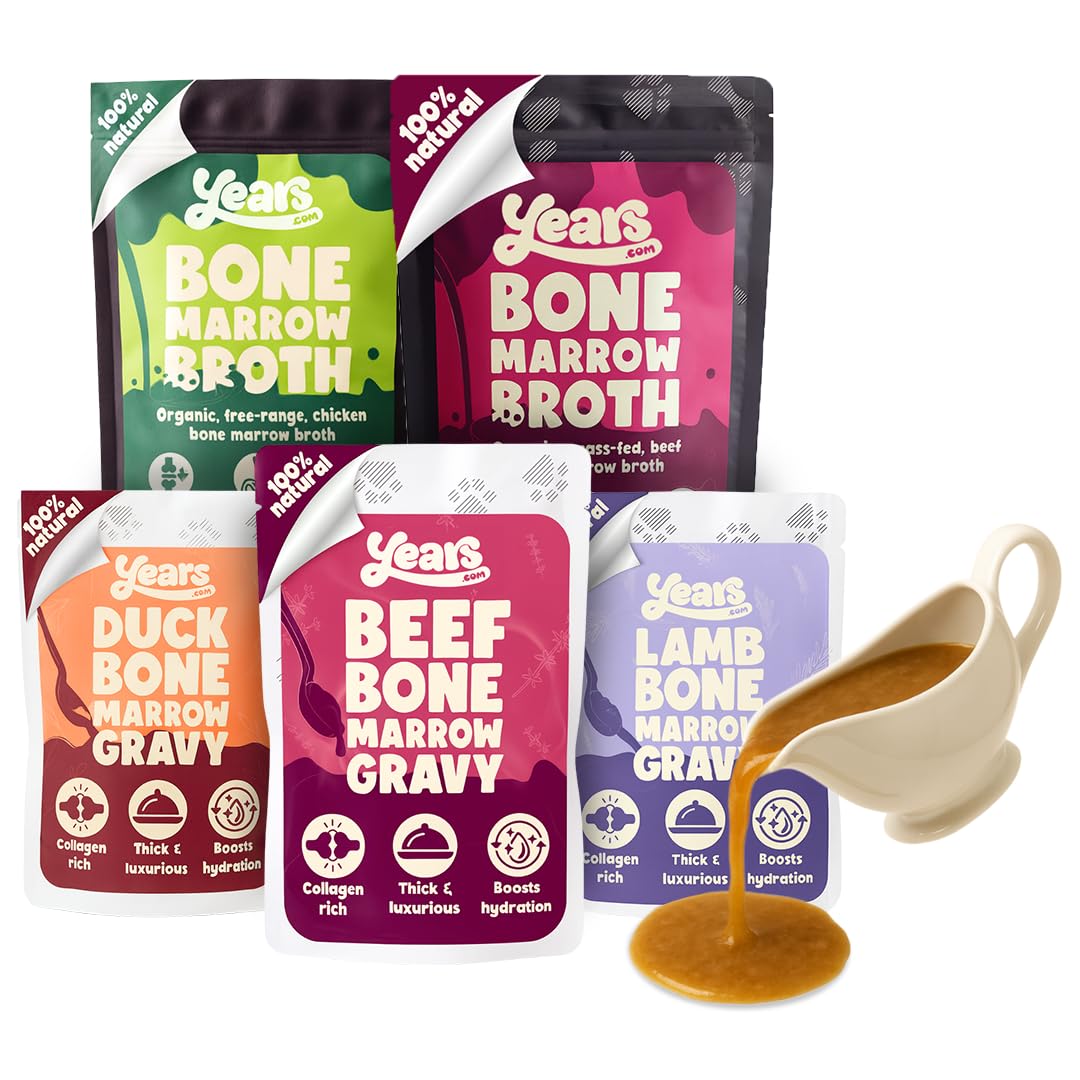 YEARS Probiotic Gravy & Bone Broth for Dogs | Variety Flavour Pack 760ml | Collagen Joint Supplement for Dogs