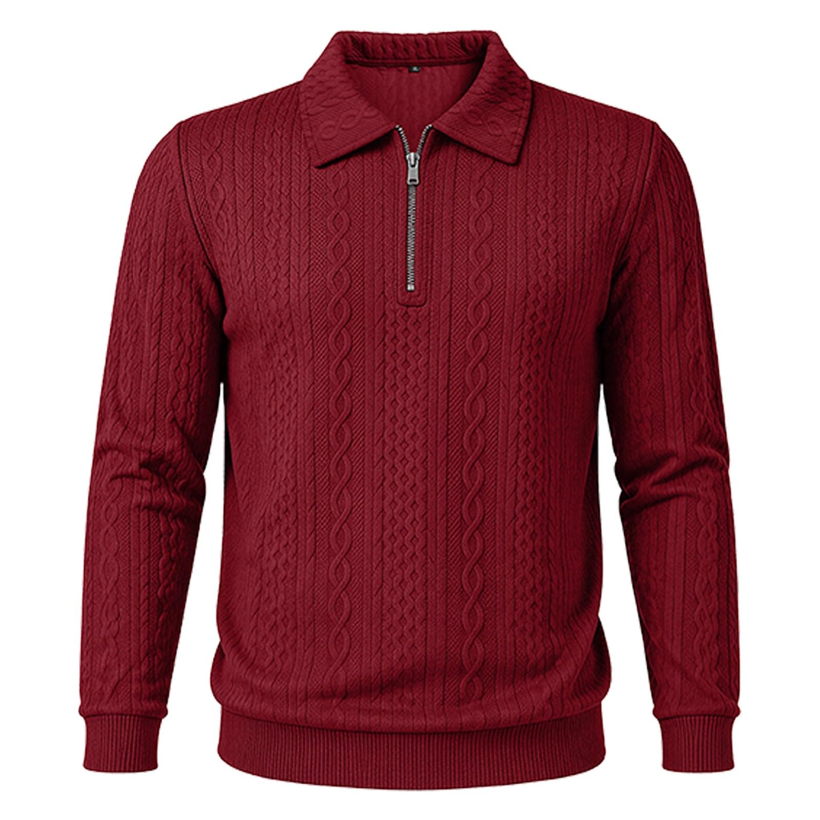 Maglia invernale da uomo a maniche lunghe, con chiusura lampo