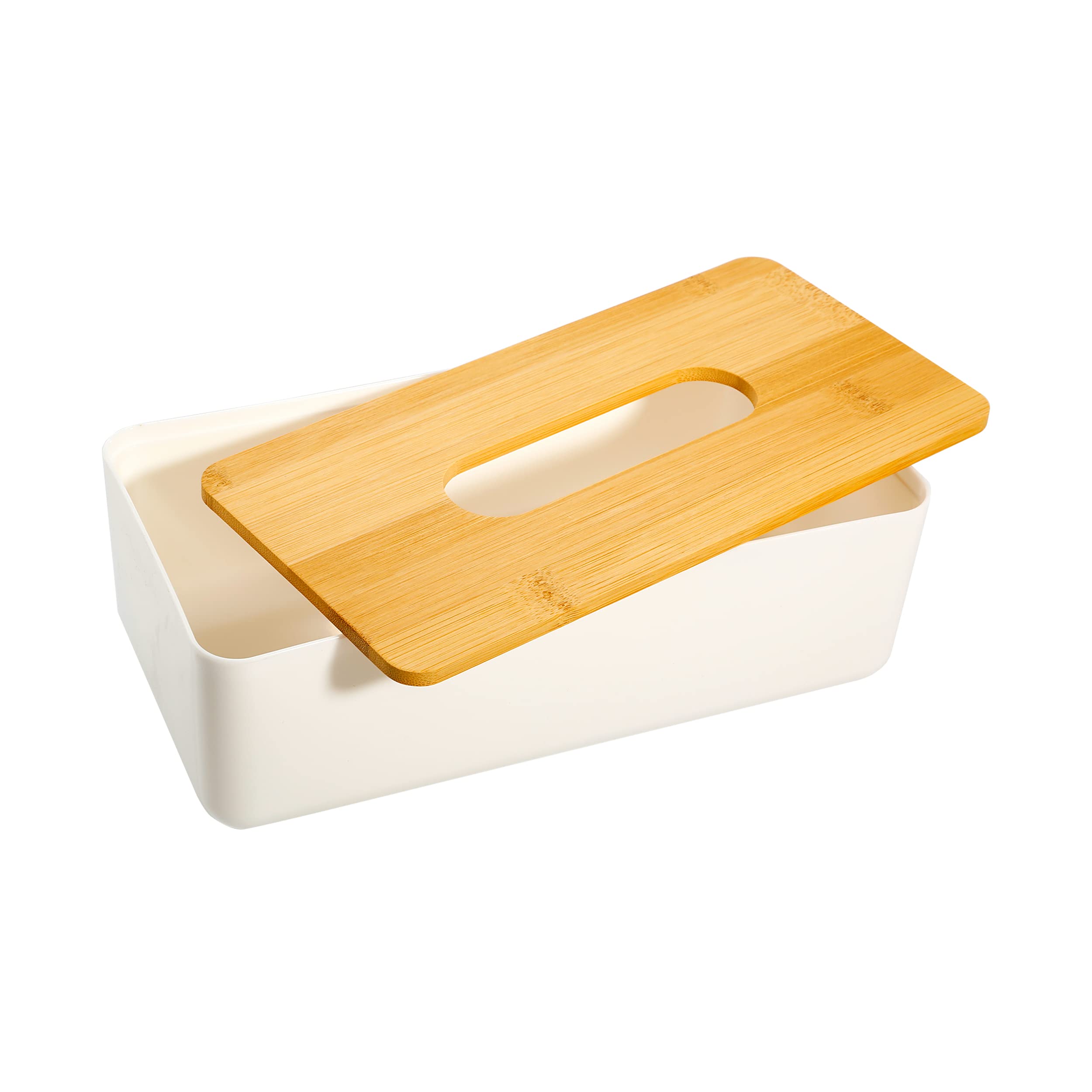 Caja para pañuelos, Soporte para Pañuelos, Portapañuelos de Papel Caja, Recargable, Blanco, para Baño, Salón, Oficina, 26 x 13,2 x 8,8-1 Unidad