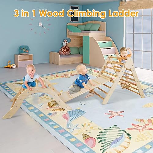 Miniatura 3 de Escalera triangular plegable 3 en 1 escalador triangular pikler con rampa juguetes de escalada Montessori para interiores juguetes de escalada para