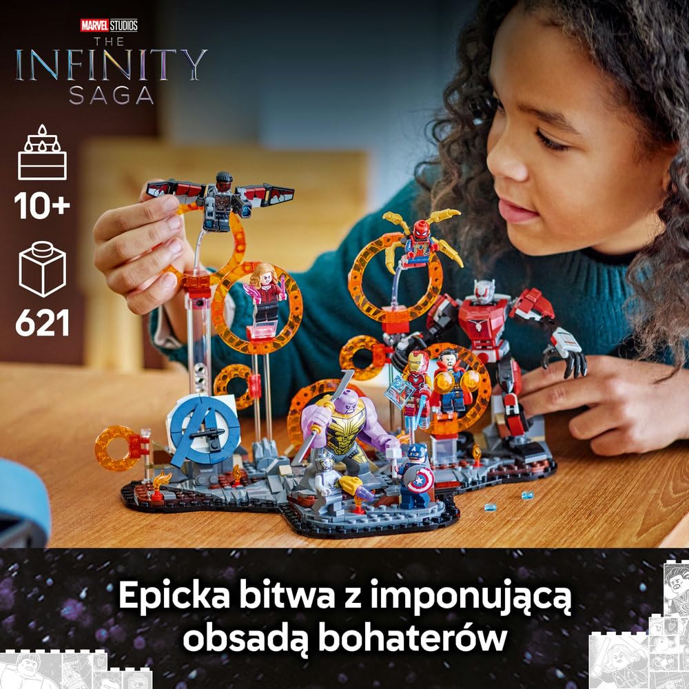 LEGO | Marvel Avengers: Koniec gry — ostateczna bitwa 76323 | Zabawka dla 10-latka, 10 postaci i ruchomy mech Ant-Mana, prezent dla fana Marvela, zestaw klocków dla dzieci, 621 elementów