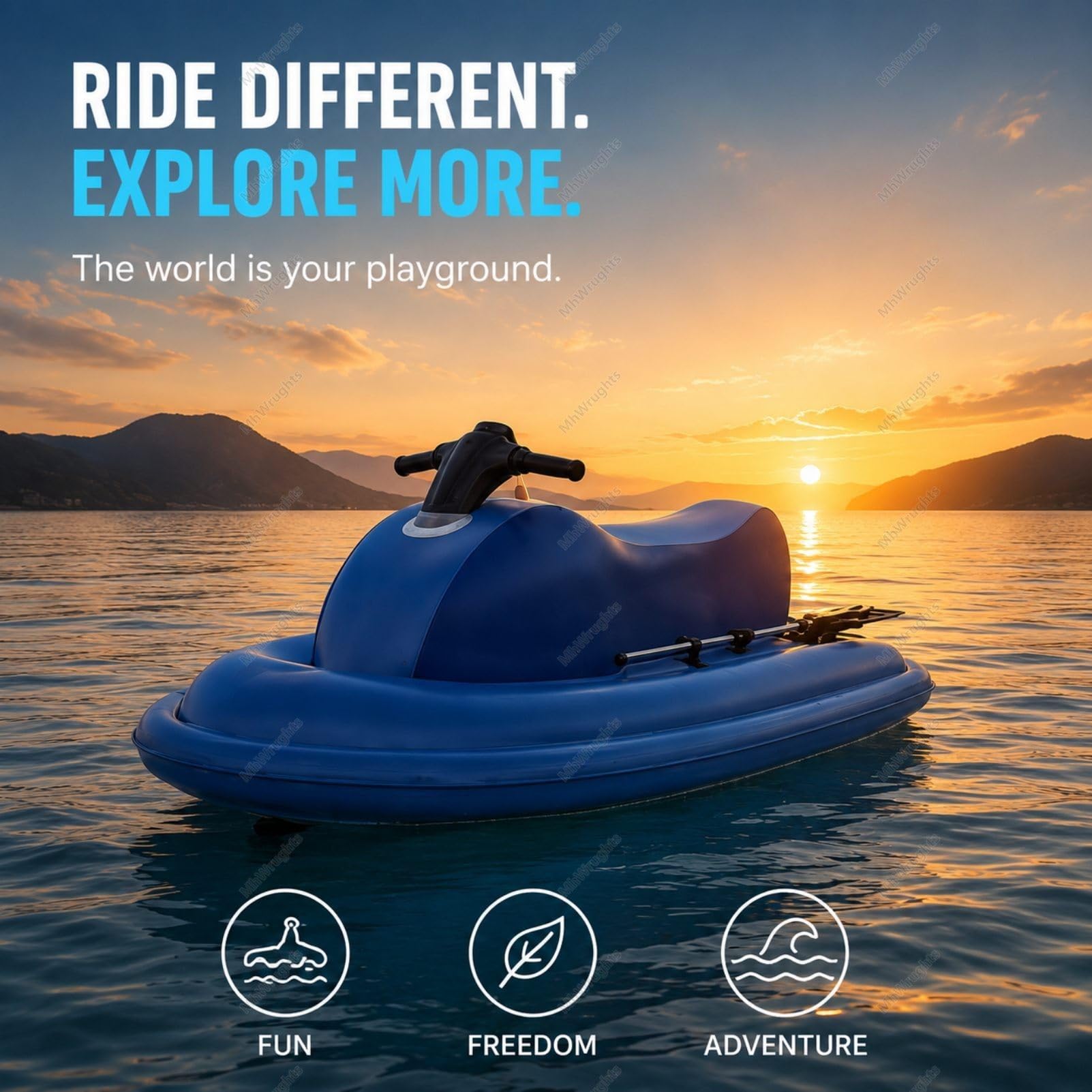 Motorisiertes, aufblasbares Wasserfahrzeug zum Draufsitzen, tragbares elektrisches Jetboot mit Doppelflossen-Design und abnehmbarem Bugstrahlruder für Seen und Pools 500W10A