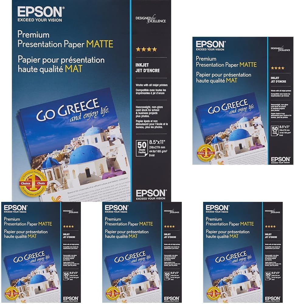 Epson Heavyweight 8.5x11 Matte Paper, 50 Sheets (S041257), (Pack of 2)