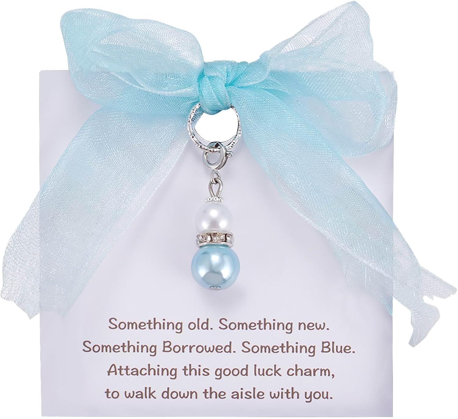 MIXJOY Something Blue Gift for Bride, Wedding Day Bridal Blue Pearl Angel Wings Bouquet Garter Charm for Bride to Be