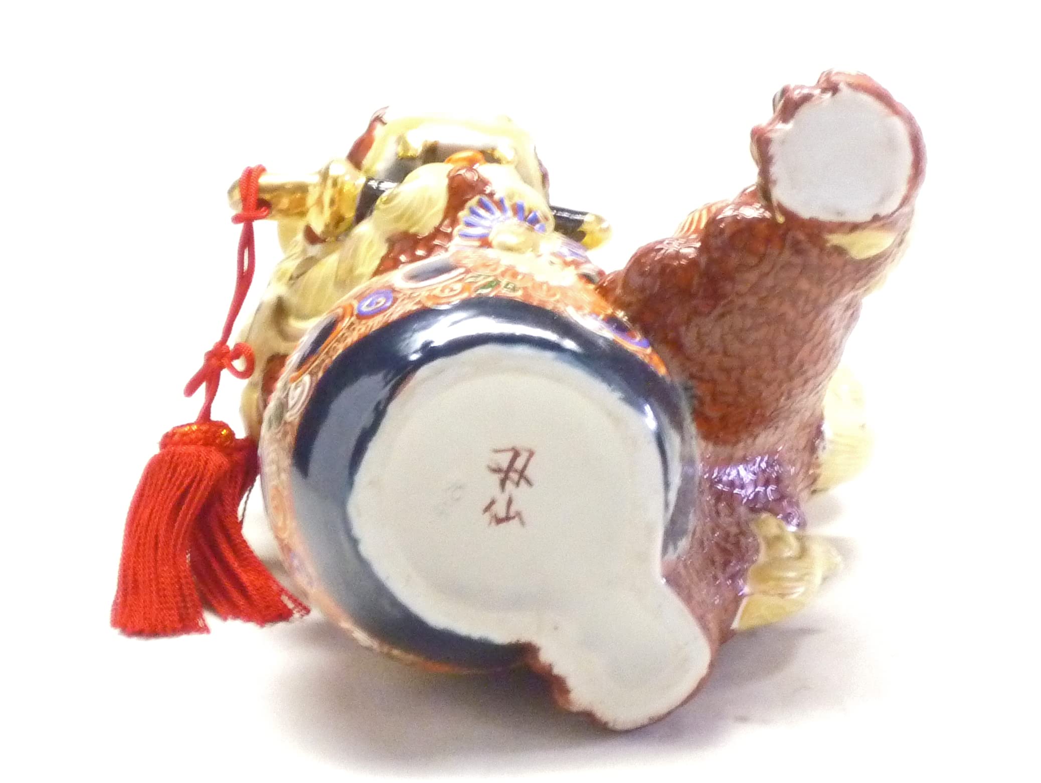 Amazon.co.jp: 百華園 九谷【獅子】唐獅子 剣獅子 幸運 置物 デコ盛 茶 