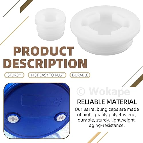 Miniatura 4 de Paquete de 20 tapones con cierre de tambor de 2 pulgadas y 34 pulgadas para barril de 55 galones, tapón de acero con junta + tapa de refuerzo de