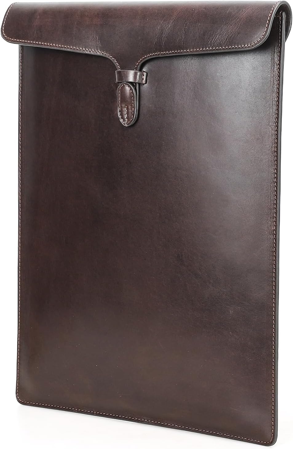 Hiram 15 Inch Tablet Sleeve Case Leather Folio with Pencil Slot Leather Buckle Closure Slim Portable Pouch for 15 Inch Tablet Handcrafted Cowhide Cover