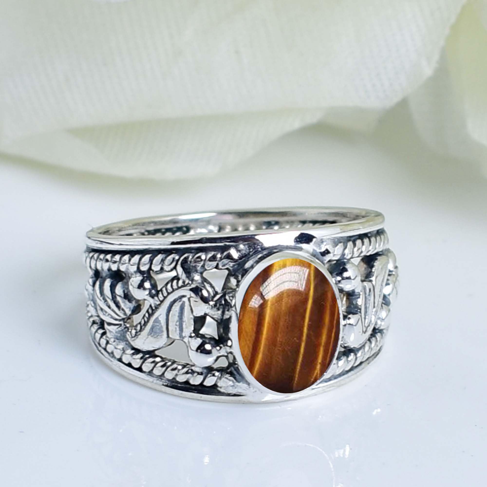 Exquisiter natürlicher Geburtsstein-Edelstein-Ring, handgefertigter Boho-Schmuck, 925er-Sterlingsilber-Ring für Frauen