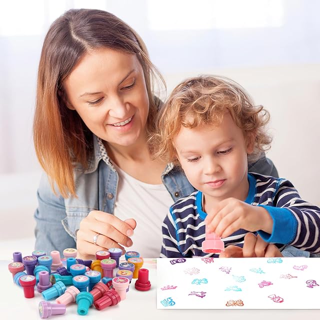 Foto 2 de 7 de Auauraintt 36 Piezas Sellos para Niños,Juego de Sellos Multicolor