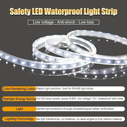 Miniatura 4 de Espejo de baño LED redondo con luces retroiluminadas de 3 colores con luz, espejo de tocador con luces de círculo antivaho Espejo iluminado grande