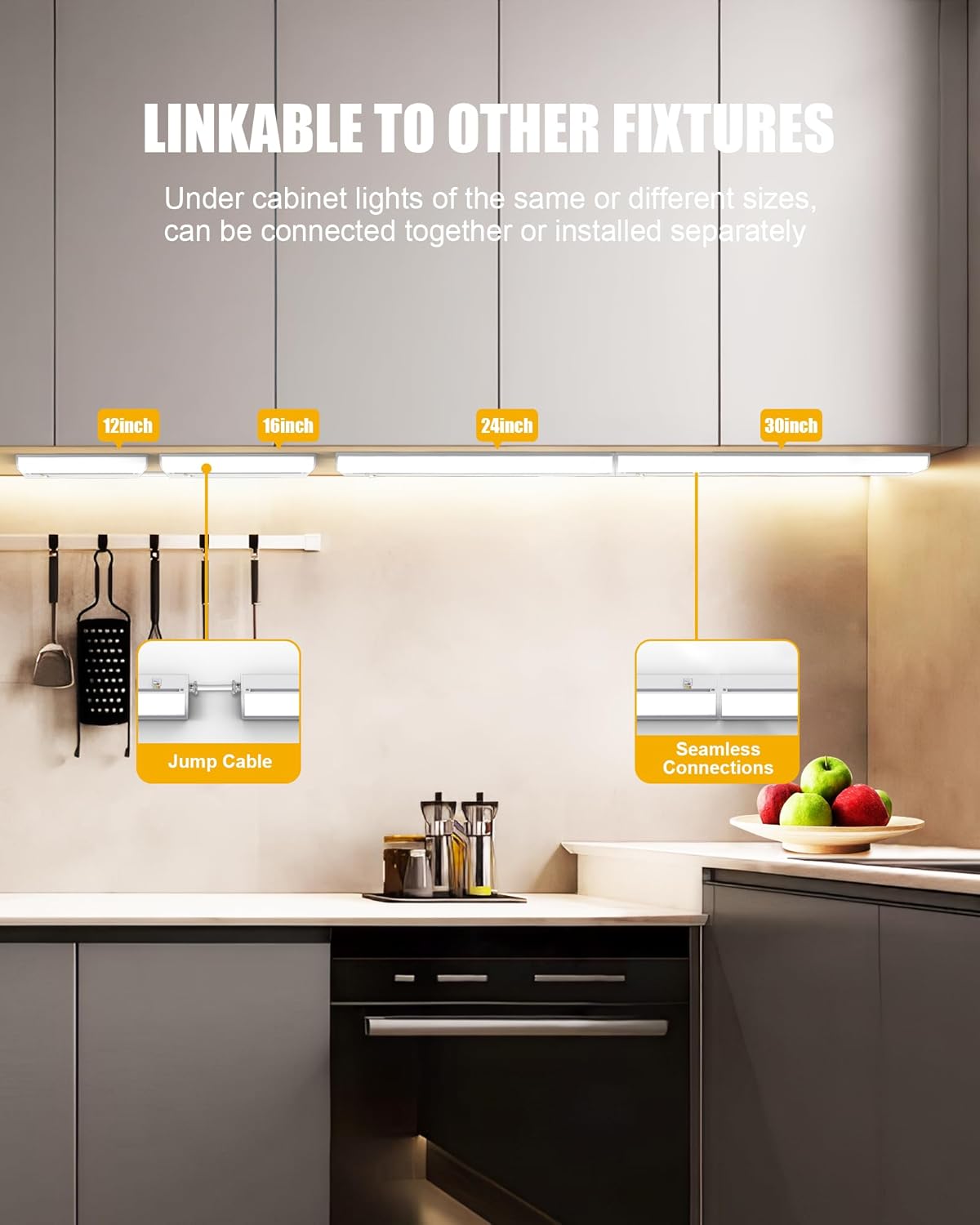 36 Inch Hardwired Under Cabinet Lighting, 3 Color Setting Dimmable LED Under Cabinet Lights Wired, 2000LM Linkable Under Counter Lights for Kitchen, 20W, CRI>97