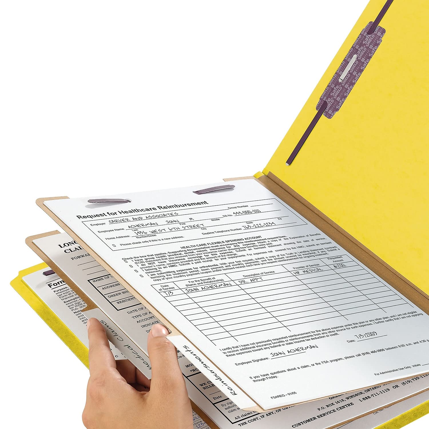 Smead 26789 - Cartellina portadocumenti 100% riciclata, con chiusura Safeshield e 2 divisori, estensione 5,1 cm, formato lettera, 10 pezzi per scatola (26789)