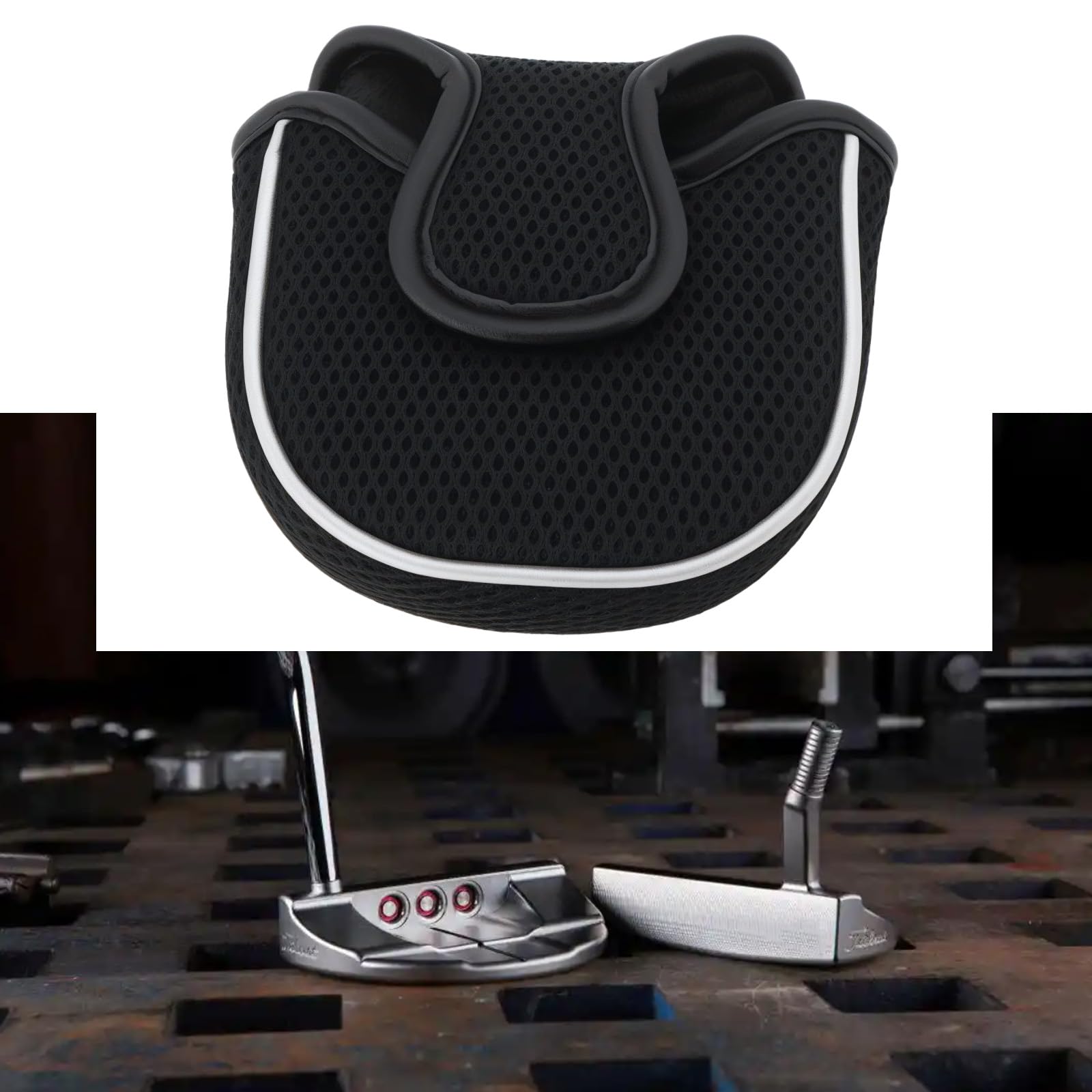 ECSiNG Schwarze Mesh-Mallet-Putter-Abdeckung Golf-Putter-Kopfbedeckungen mit Magnetverschluss Modisches Golf-Zubehör Golf-Kopfbedeckungen für Putter