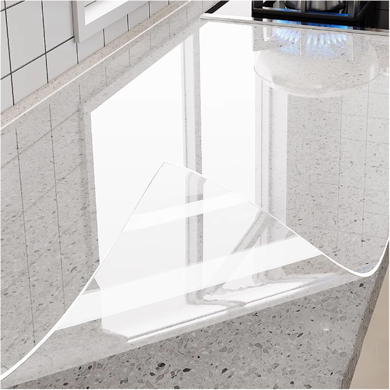 AMUFJJ Quartz/Granite/Marble Countertop Protection Film Clear, Self Adhesive Table Cover Layer & Contact Paper 18 26 33 41 49 57 Inch Width, Waterproof Writing Desk Mats(33x91in)