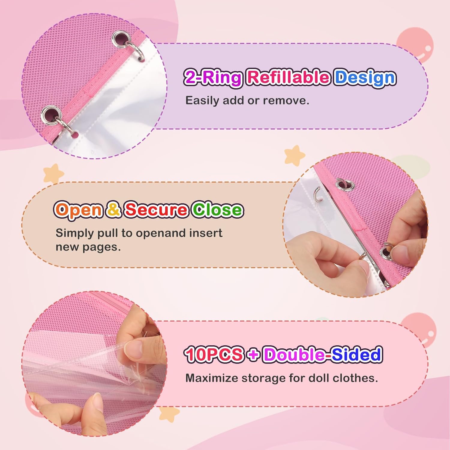 Doll Carrying Case Accessory Organizer Storage, Case to Hold Dolls and Clothes, Much Pocket for Doll’s Clothes, Accessories, Fits 6 Dolls & Accessories, Secure Straps Protect Dolls - Rainbow