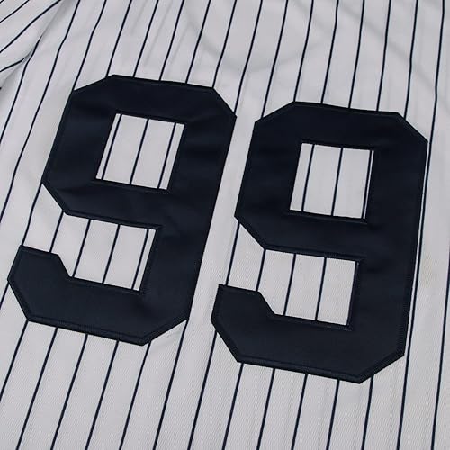 Miniatura 7 de 99 Parches bordados de jersey de béisbol Jersey blanco cosido con rayas azul marino
