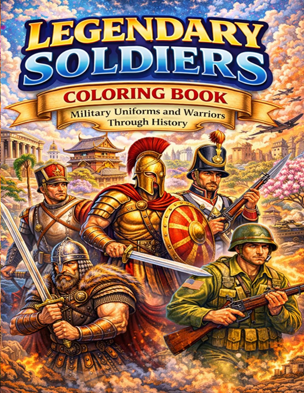 Legendary Soldiers Coloring Book: Military Uniforms and Warriors Through History: A Historical Journey Through Brave Warriors Ancient Armies and Iconic Military Uniforms