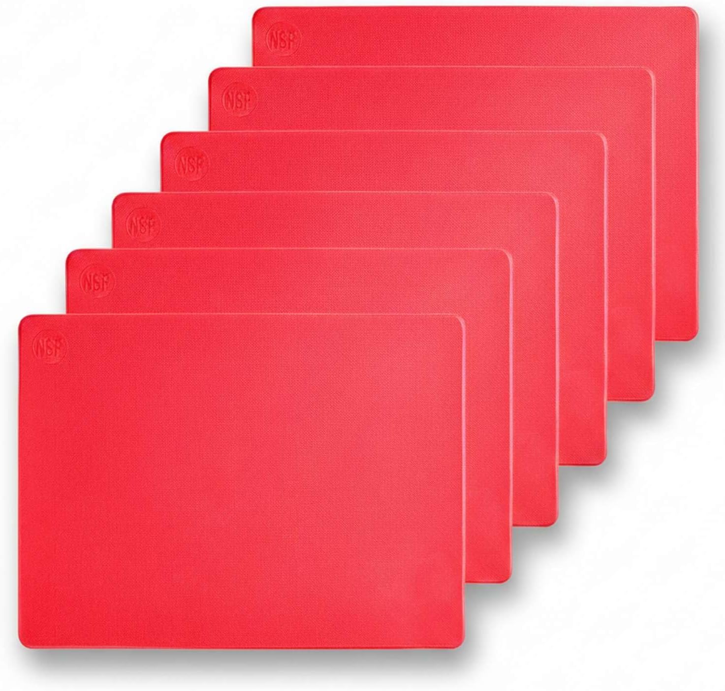 [6 Pack] 12” x 9” x 1/2” White Cutting Board, Dishwasher Safe, Non-Slip Polyethylene Prep Board, NSF Commercial Kitchen Chopping Board