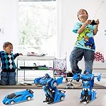 Remote Control Car Robot, Car Toys, 360 Degree Rotating with One-Button Deformation with LED Light, Robot Cars Toy for Kids (Blue2)