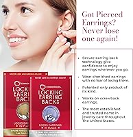 Vista 3 de CONNOISSEURS Parte trasera de aretes de bloqueo, hipoalergénicos para aretes, aros y más, nunca vuelvas a perder un arete